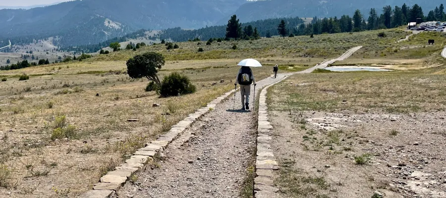 Walking away from Mammoth Hot Springs