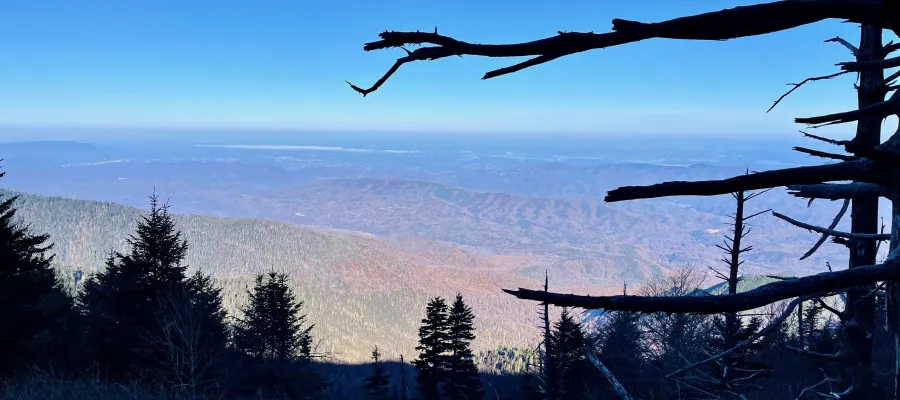 A distant view from the Appalachian Trail in Great Smoky Mountains National Park