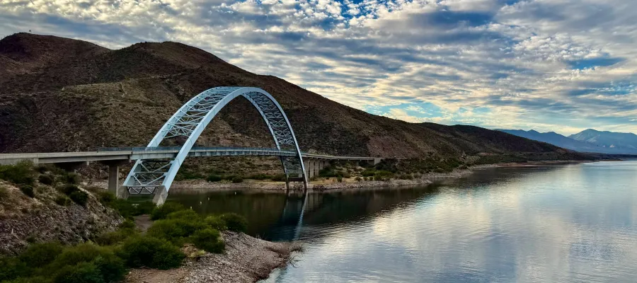 A view of the bridge at Roosevelt Lake