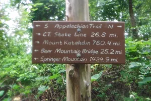 Mileage sign on the Appalachian Trail