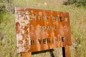 Rusty sign on the Pacific Crest Trail