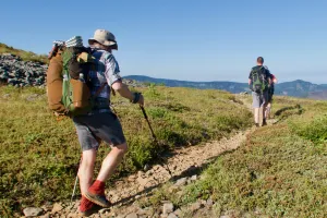 Walking across a barren part of Indian Mountain