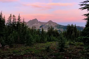 Morning sky over The Husband Mountain