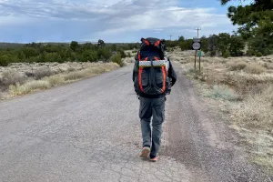 Walking on the road out of Pie Town