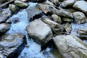 Water spilling over rocks