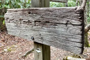 A sign pointing to Cosby Knob Shelter