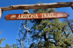 A sign for the Arizona Trail at Grandview Lookout Tower