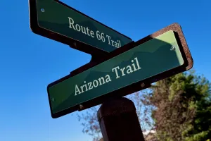 Signs identify two trails in Flagstaff