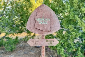 A sign points north and south on the Arizona Trail