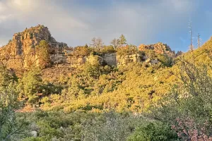 Fading sunlight hits cliffs of the Mongollon Rim