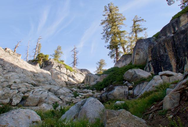 A steep and rocky climb on the PCT in Yosemite