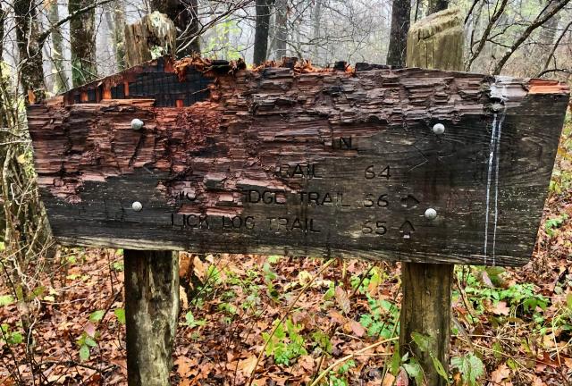 Weathered sign on Big Frog Mountain