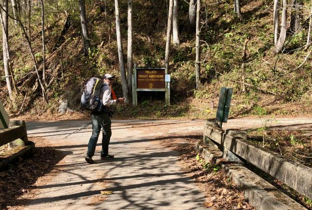Crossing the Tellico River near the fish hatchery