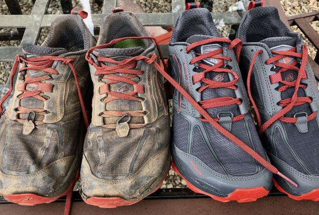 Old and new Altra Lone Peak 4 shoes