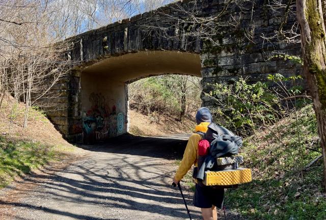 Walking under the Blue Ridge Parkway at Docks Gap
