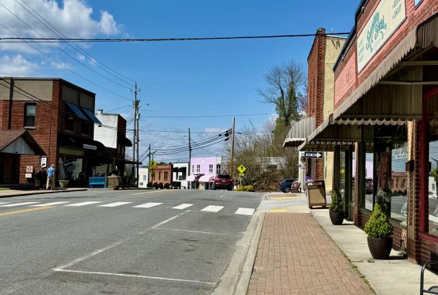 Downtown Burnsville is nearly deserted on a Sunday afternoon