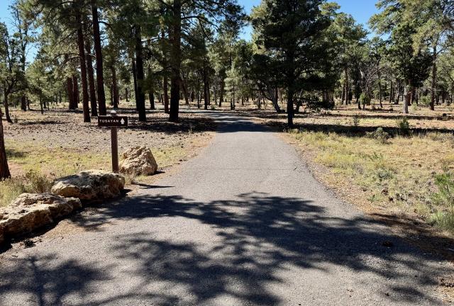 A paved trail leading south from the Grand Canyon