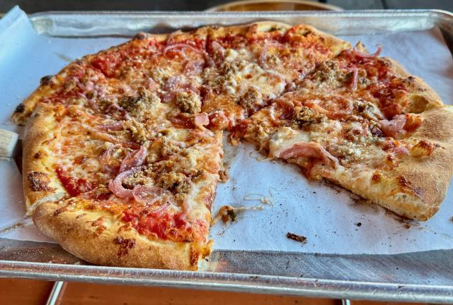 A pizza from Old Country Inn