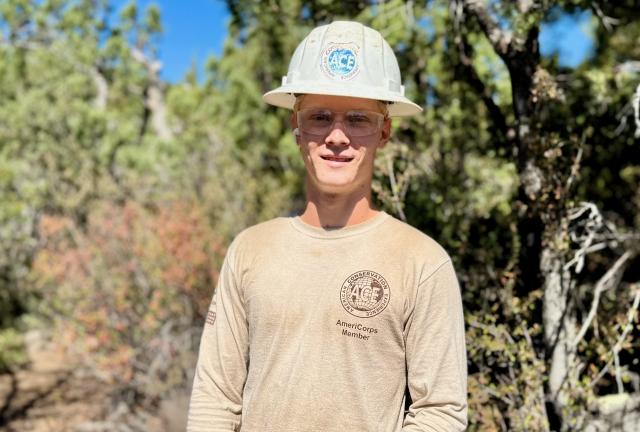 A member of a trail maintenance crew named Noah