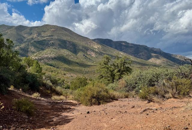 Mountains loom ahead