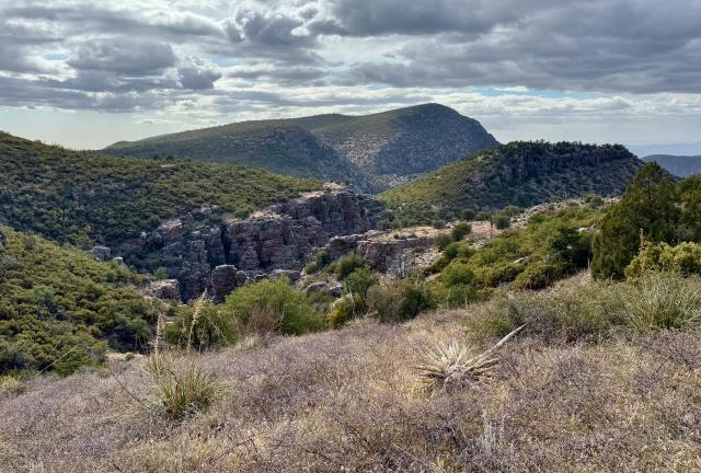 The edge of a canyon where the North Fork Deadman Creek flows