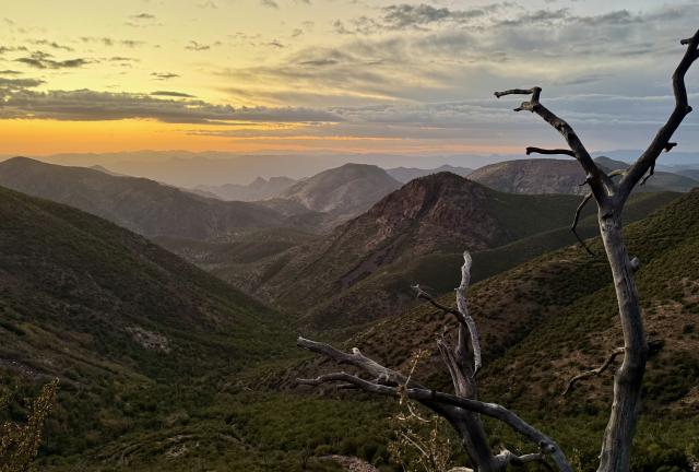A long distance view immediately after sunset