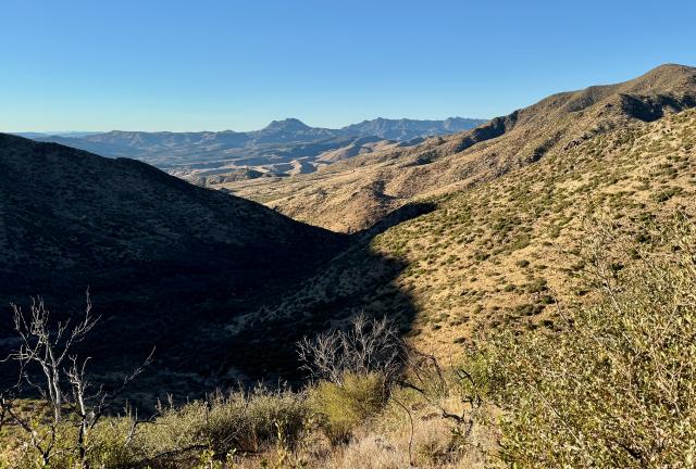 A view from a ridge in the Mazatzal Mountains