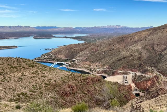 A view of the dam at Roosevelt Lake