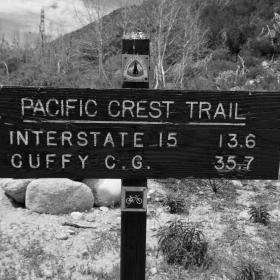 Mileage sign on the Pacific Crest Trail