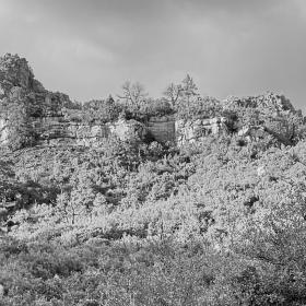 Fading sunlight hits cliffs of the Mongollon Rim