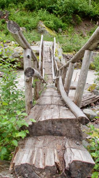 A broken bridge across Kennedy Creek